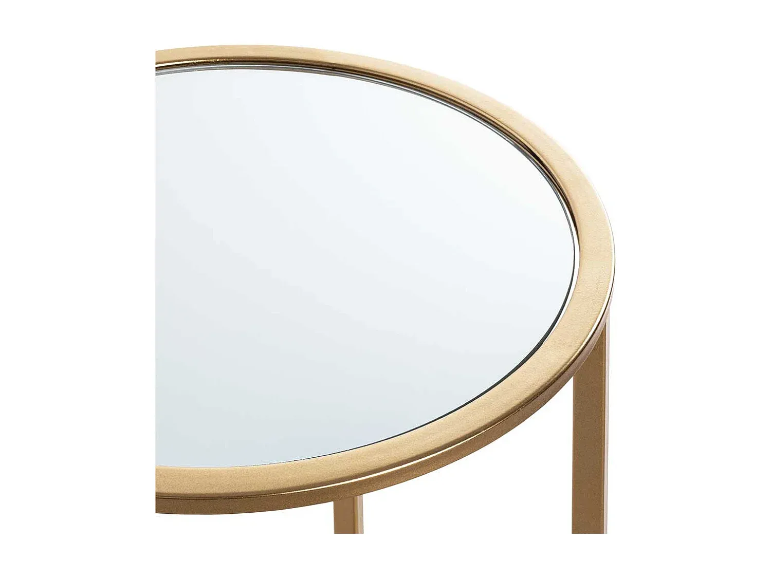 Goldfarbener Metall- und Spiegelglastisch Rund