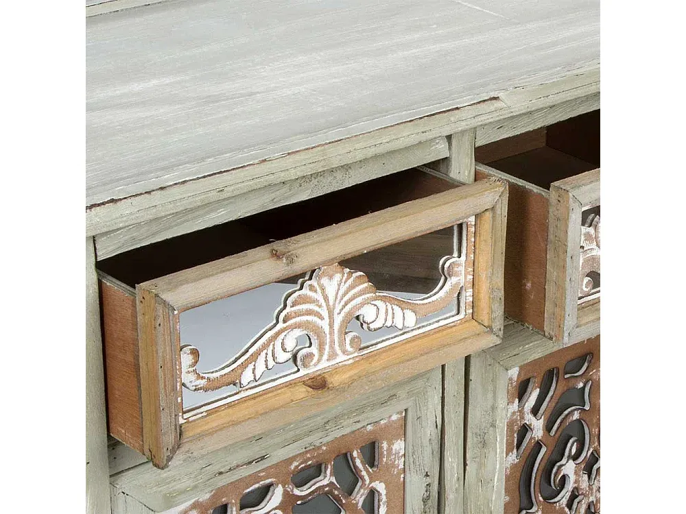 Rustikales Sideboard mit drei Schubladen und Türen in Graubraun
