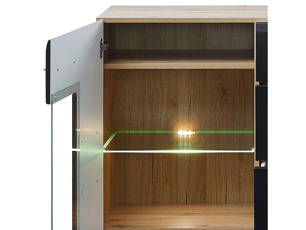 Moderner Sideboard aus Wildeiche mit Schwarz