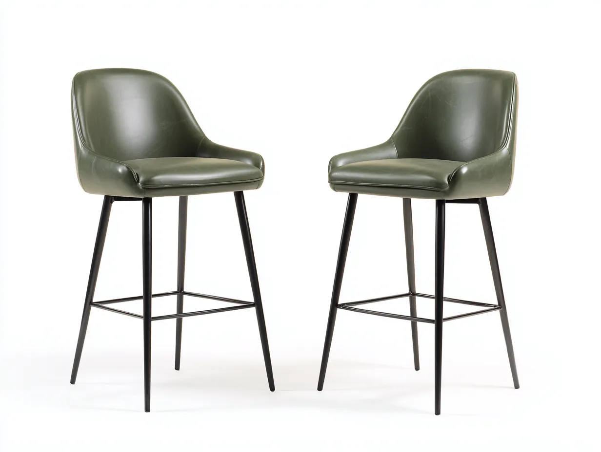 Taburetes de bar 53x57x105 cm - verde oliva y negro - juego de 2 - estilo moderno para comedor