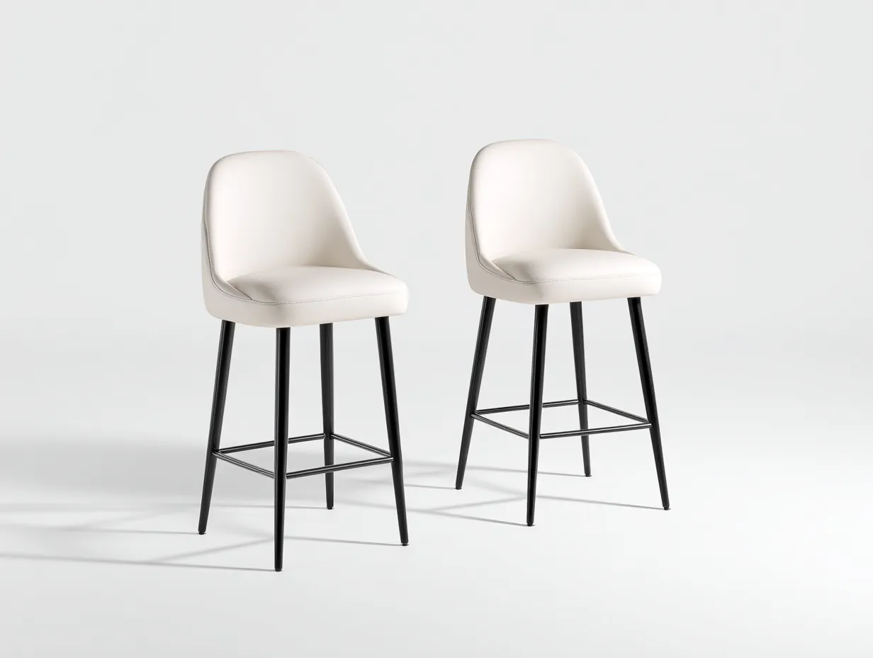 Taburetes de bar 49x53x98 cm - blanco crema y negro - juego de 2 - diseño contemporáneo para comedor