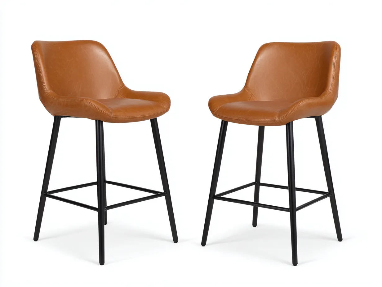 Taburetes de bar 50x54x101 cm - marrón camel y negro - juego de 2 - estilo moderno para comedor