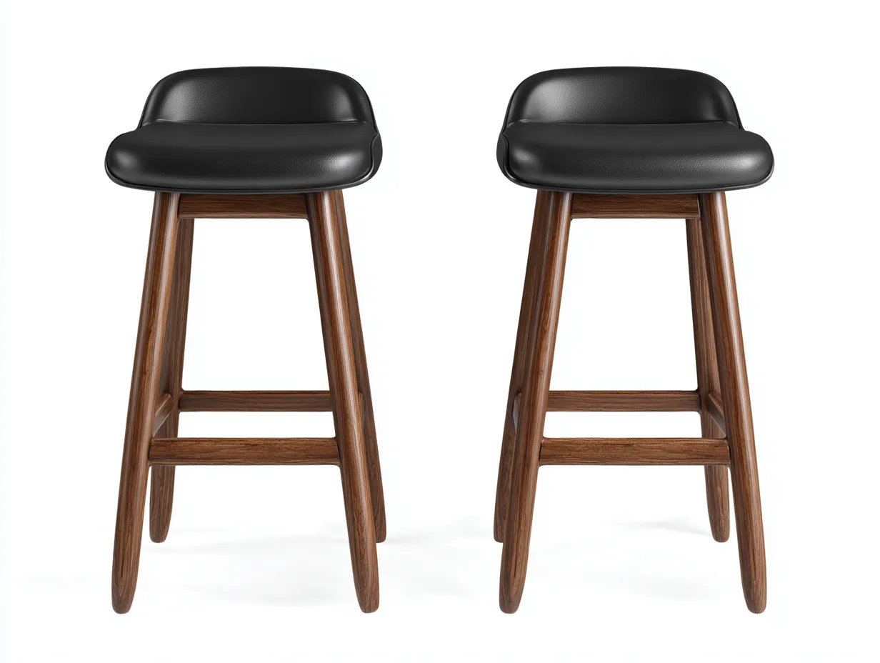 Taburetes de bar 49x54x102 cm - negro y nogal - juego de 2 - diseño contemporáneo para comedor