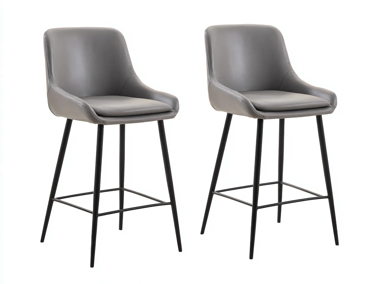Taburetes de bar 52x56x104 cm - gris y negro - juego de 2 - diseño contemporáneo para comedor