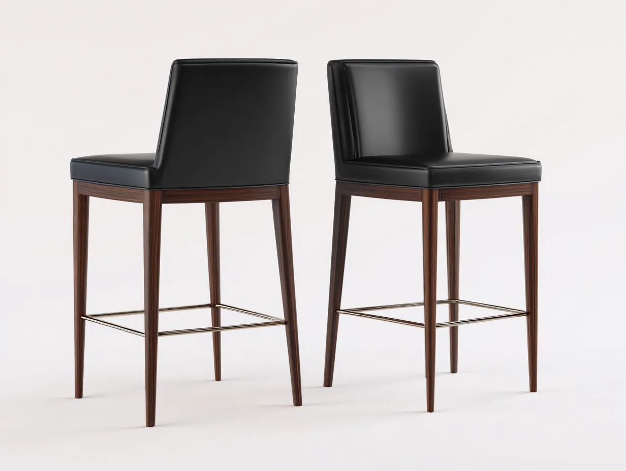 Taburetes de bar 49x54x102 cm - negro y nogal - juego de 2 - diseño contemporáneo para comedor