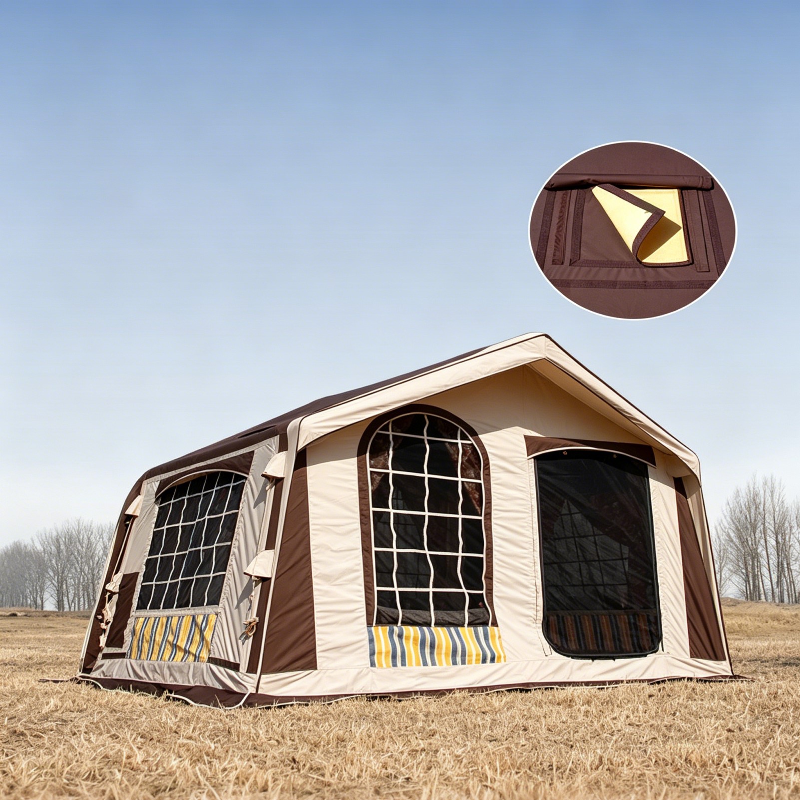 JCHOUSE 8㎡ Vintage Inflatable Camping Tent | 4‑Season Glamping Tent for Family