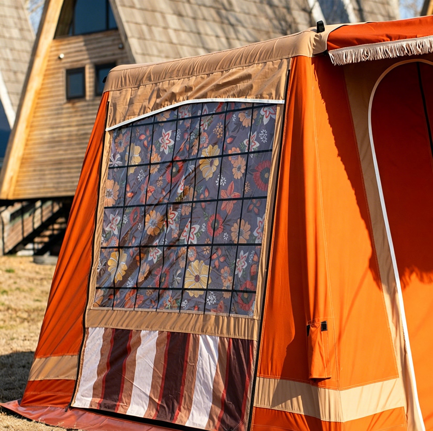 Parkcat 8㎡ Vintage Inflatable Camping Tent | 4-5 Person 4-Season Luxury Glamping Tent with Stove Jack