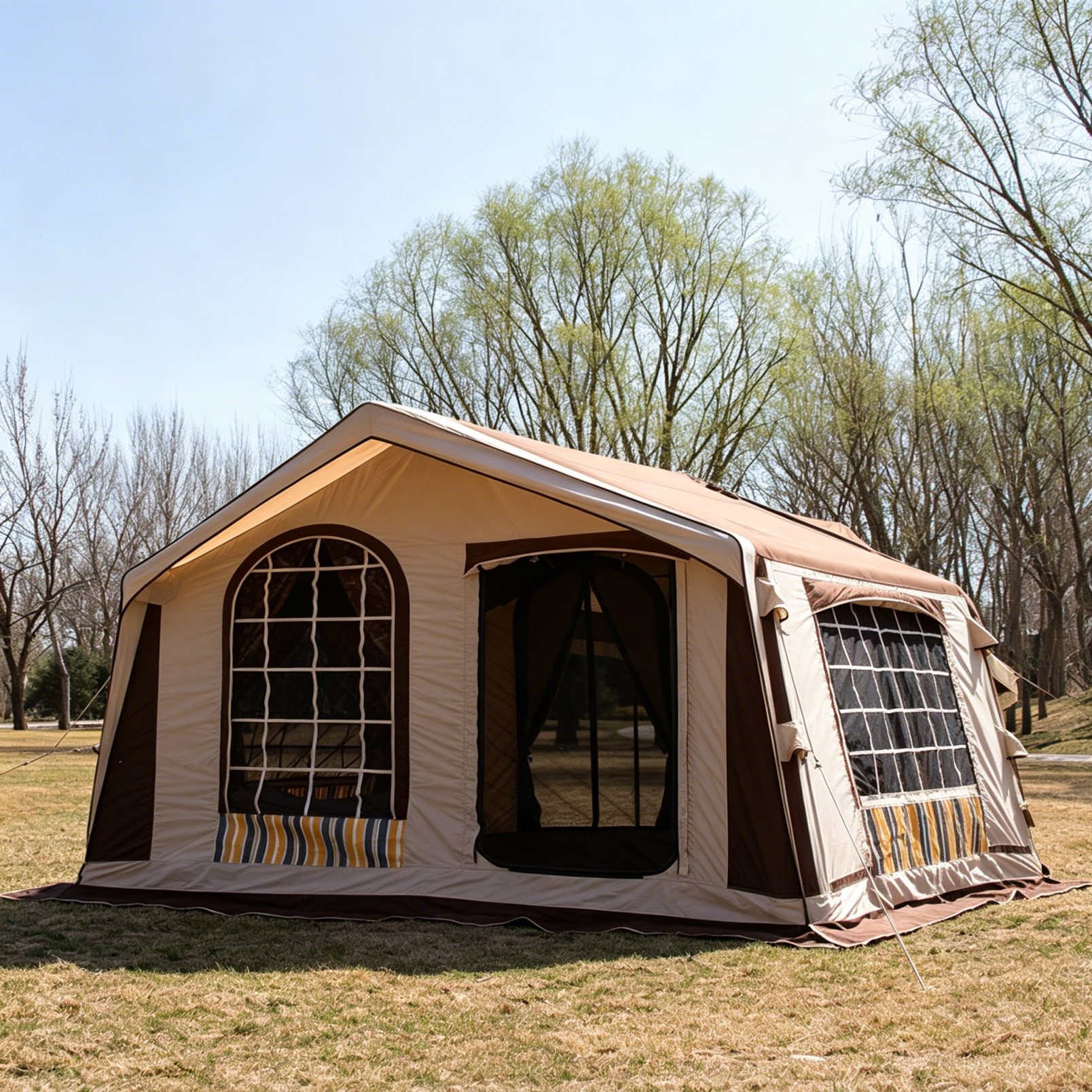 JCHOUSE 8㎡ Vintage Inflatable Camping Tent | 4‑Season Glamping Tent for Family