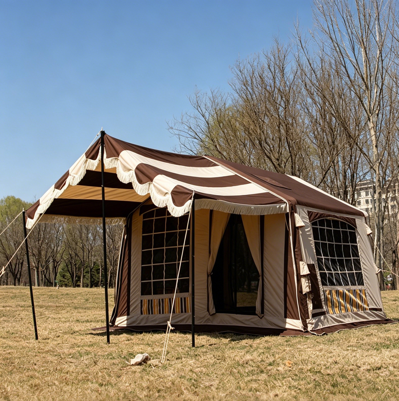 JCHOUSE 8㎡ Vintage Inflatable Camping Tent | 4‑Season Glamping Tent for Family