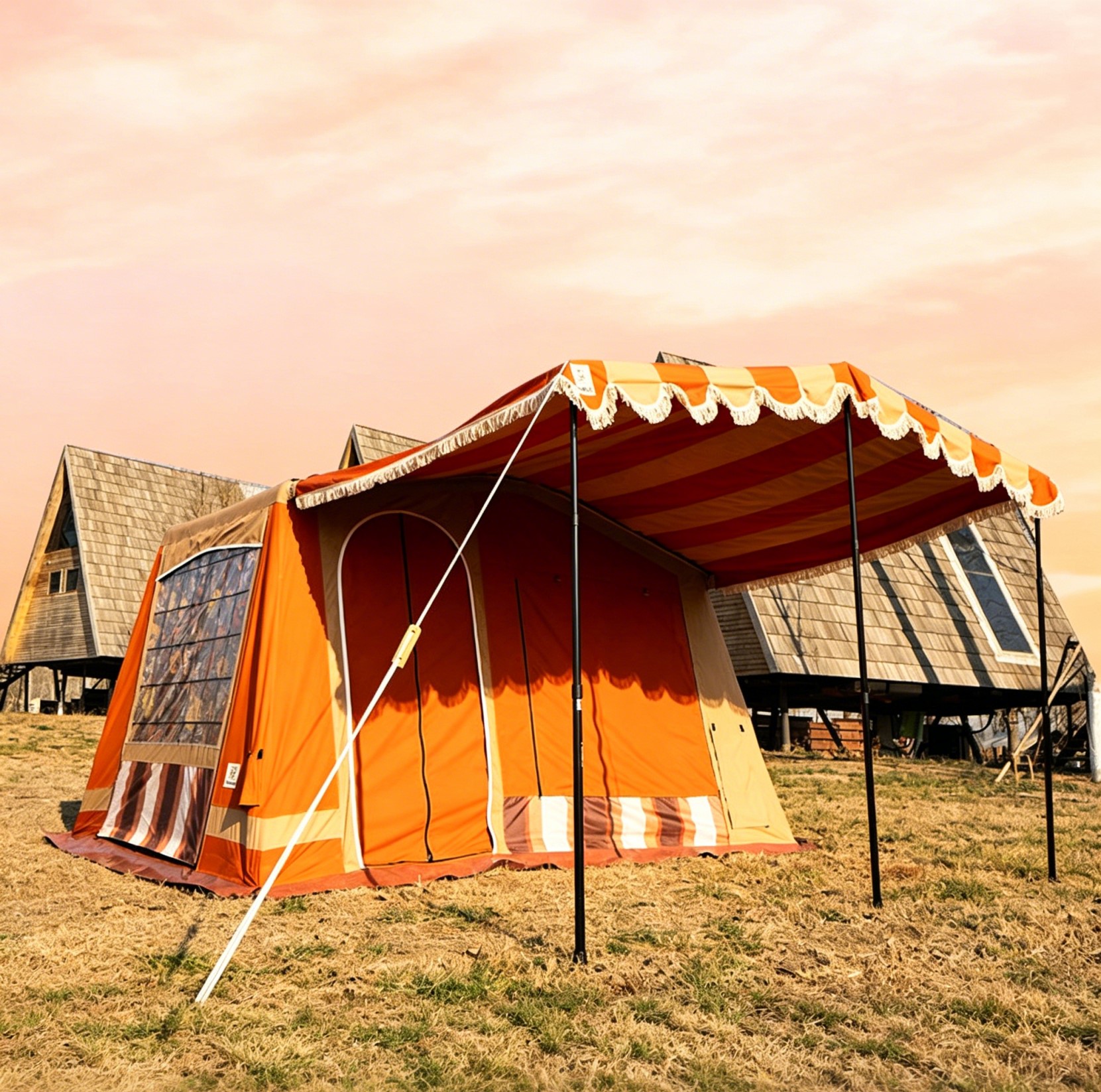 Parkcat 8㎡ Vintage Inflatable Camping Tent | 4-5 Person 4-Season Luxury Glamping Tent with Stove Jack