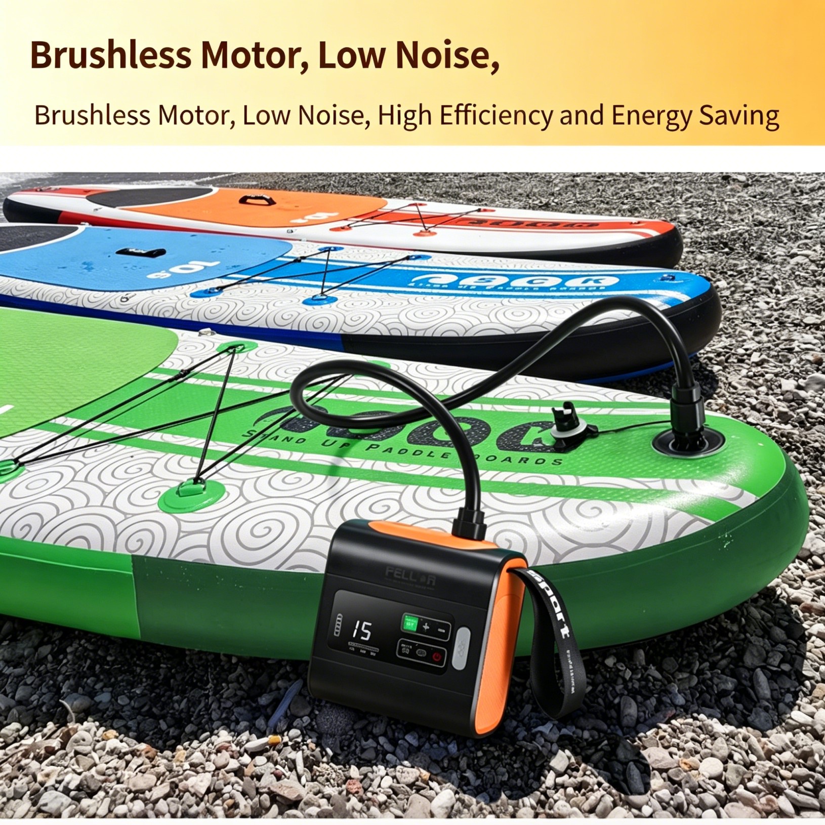 133P 22PSI High Pressure Electric Air Pump Dual-Stage Inflate Deflate for Camping Tent SUP Board Boat