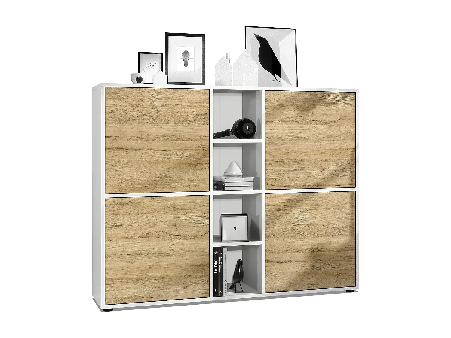 Weißes Sideboard mit Stauraum 70x34x90 cm