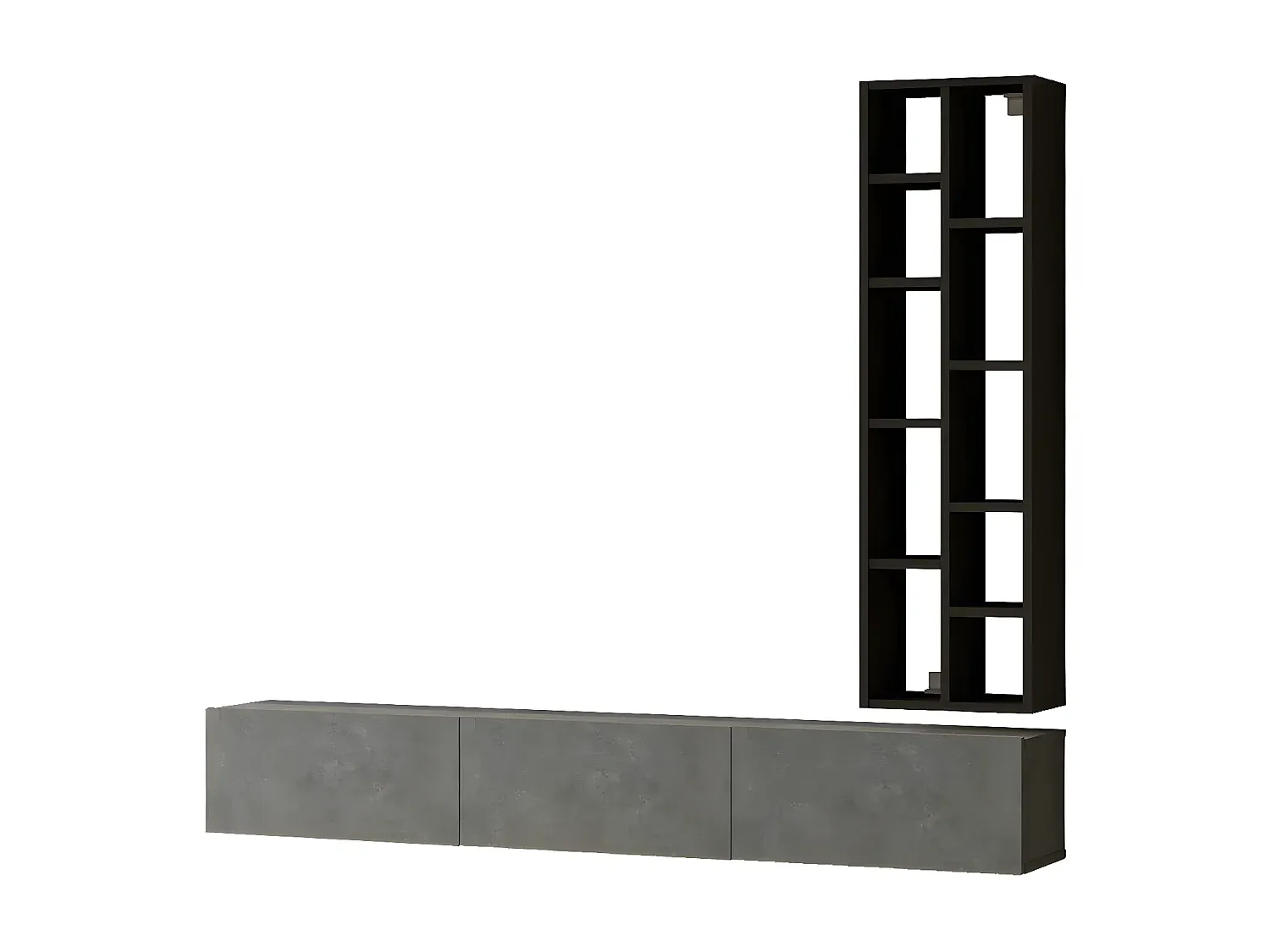 TV-Schrank mit Türen und Schublade in Holzoptik und Schwarz