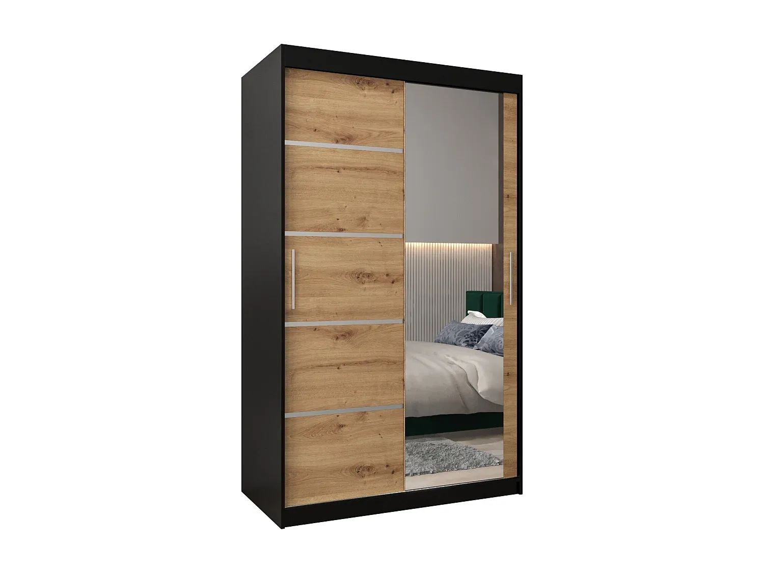 Zweiflügeliger Schwebetürenschrank in Schwarz