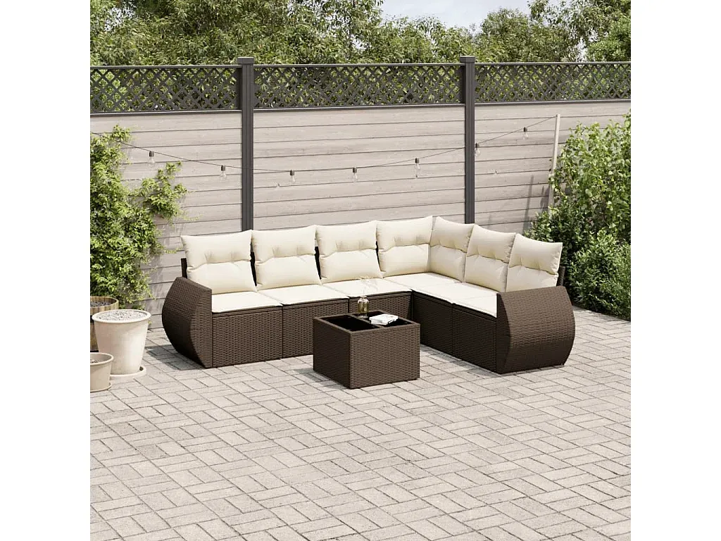 Moderne Gartenlounge in Braun mit Kissen, Rattanoptik