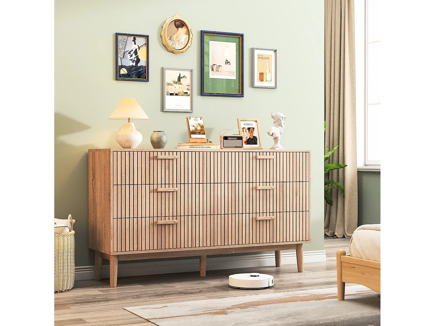 Moderner Nachttisch mit Stauraum, Grau