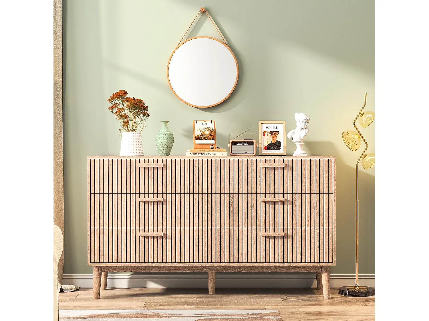 Moderner Nachttisch mit Stauraum, Grau