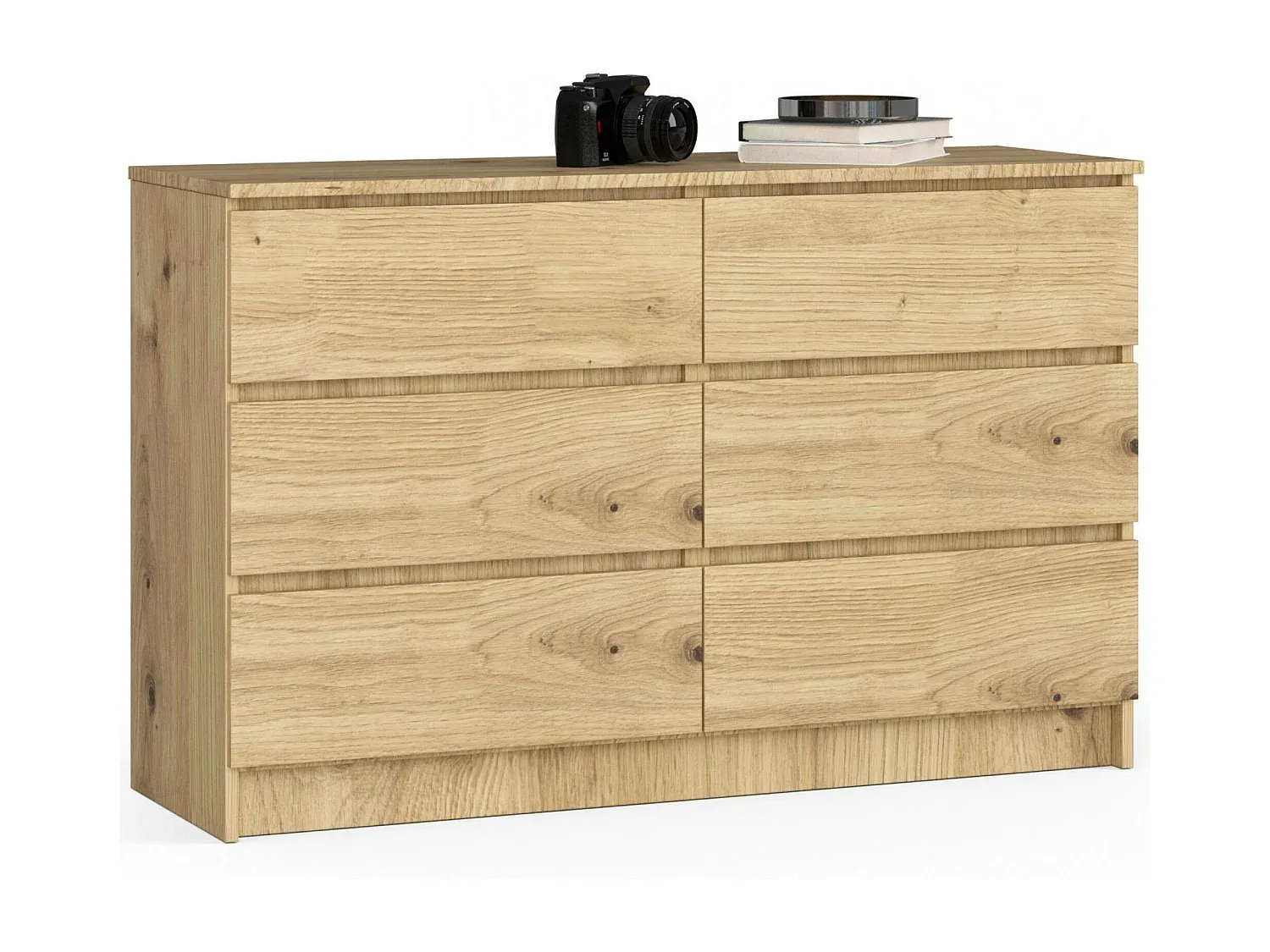 Große Kommode aus Naturholz mit 6 Schubladen