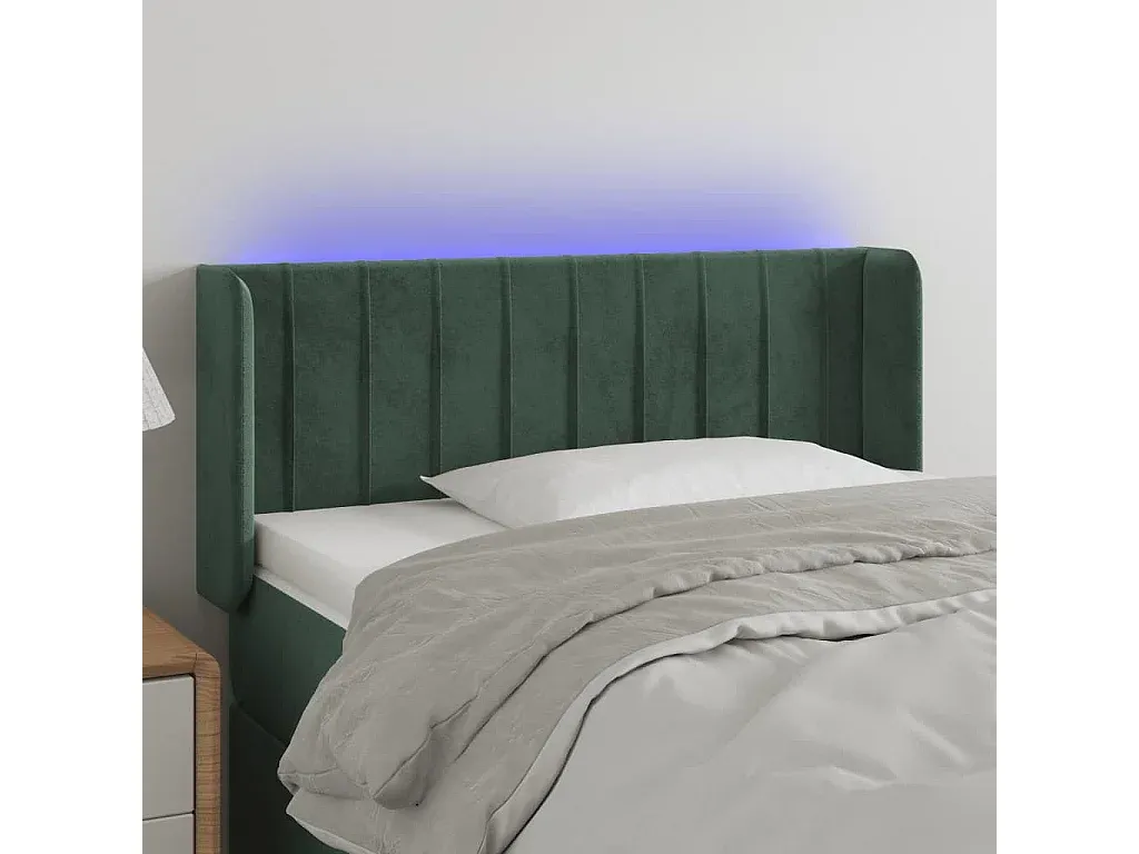 Stoff Kopfteil mit LED-Beleuchtung Dunkelgrau 93x16x118/128 cm