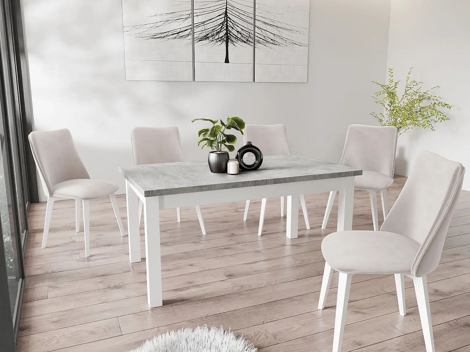 Moderner Ausziehbarer Esstisch in Weiß