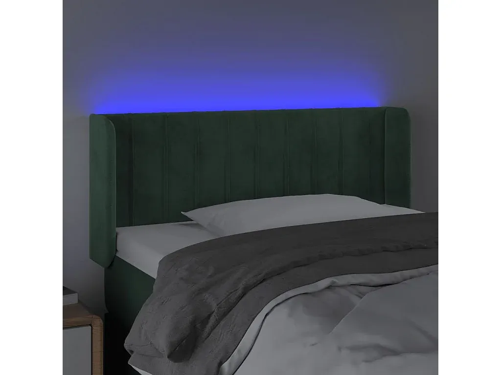 Stoff Kopfteil mit LED-Beleuchtung Dunkelgrau 93x16x118/128 cm