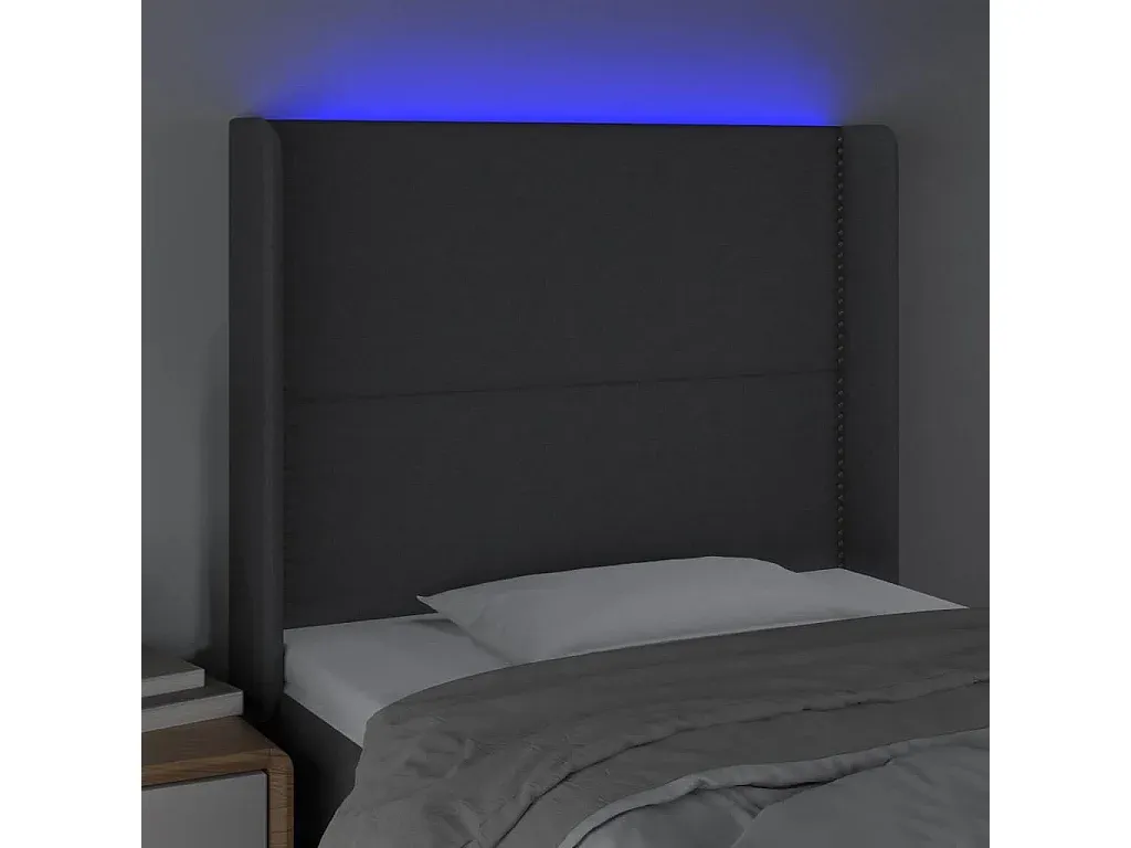 Verstellbares Kopfteil mit LED-Beleuchtung, Dunkelgrau, 144x5x118/128 cm