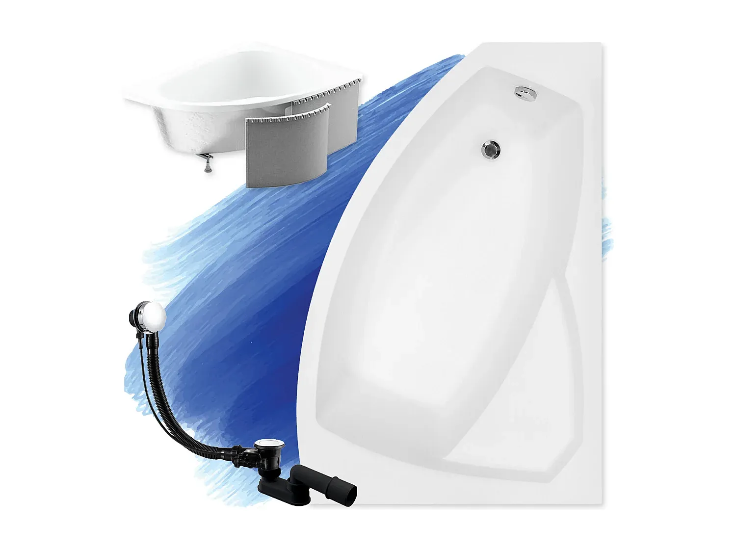 Freistehende Badewanne mit Füßen in Schwarz 170 cm