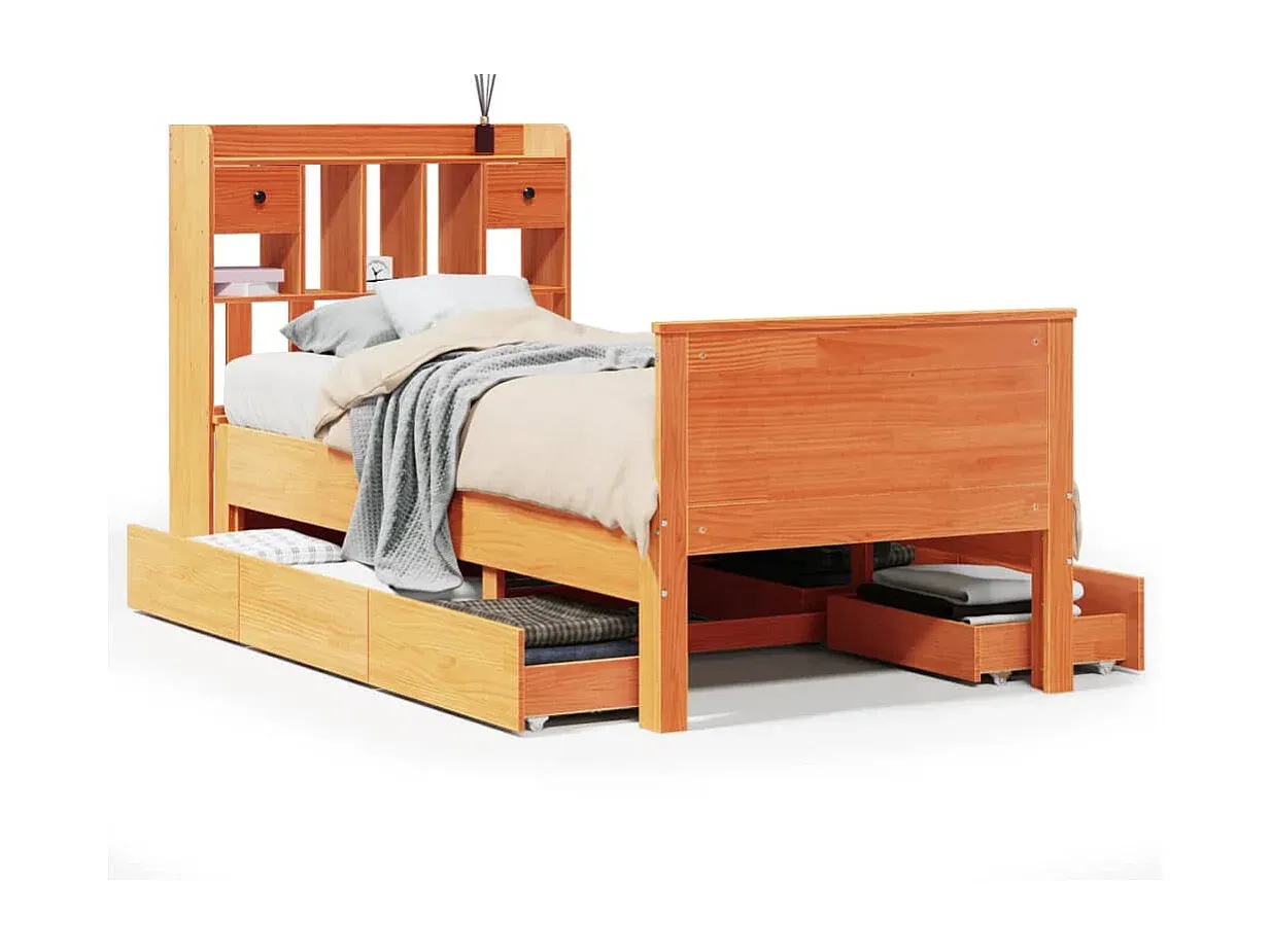Holzbett mit integriertem Regal 180x200 cm