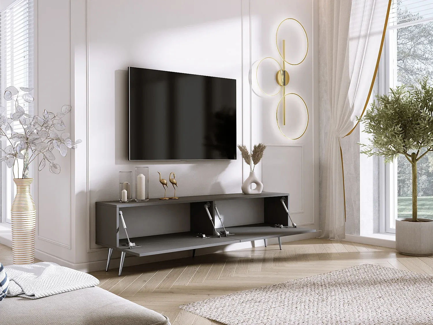 Fernsehschrank aus Palisanderholz 130x30x40 cm