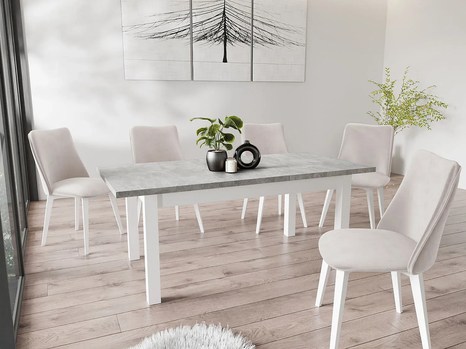 Moderner Ausziehbarer Esstisch in Weiß