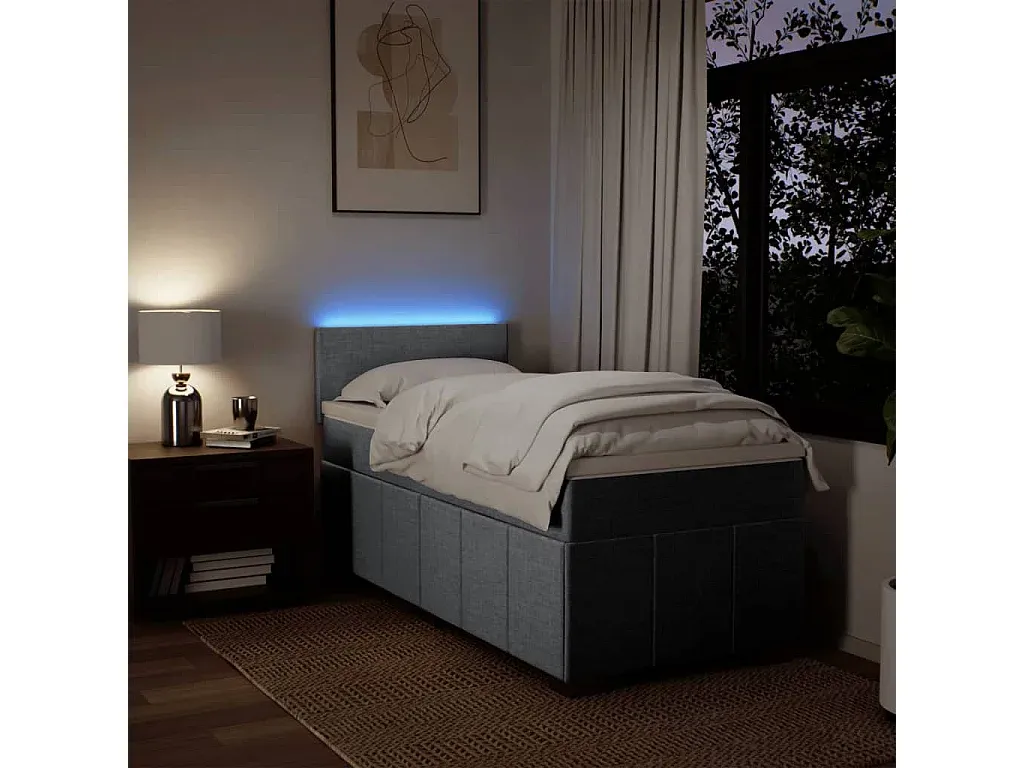 Komfortables Boxspringbett mit Matratze, Stoff, Blau, 140x190 cm