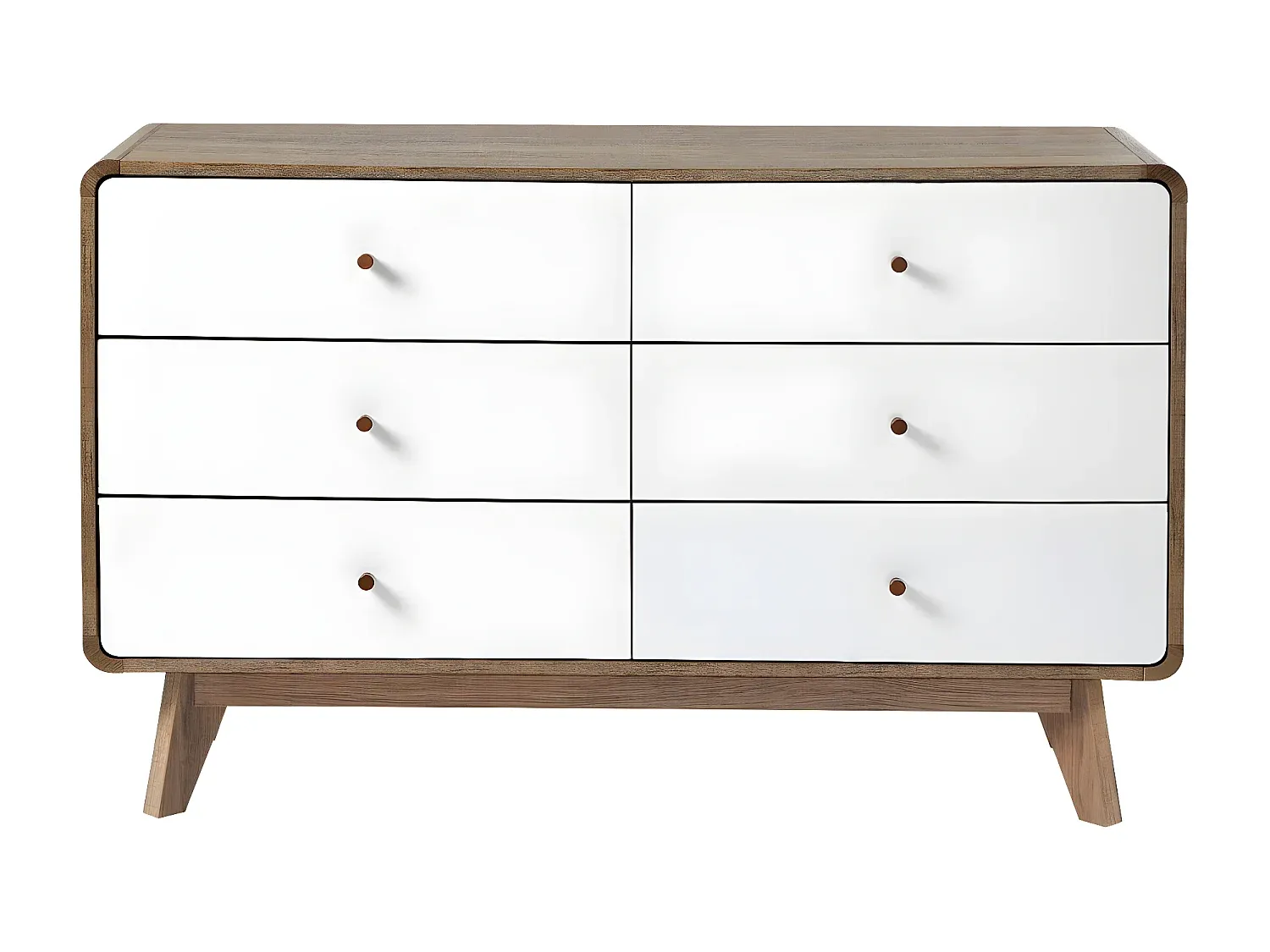 Moderne Kommode mit 6 Schubladen, Eiche Dekor