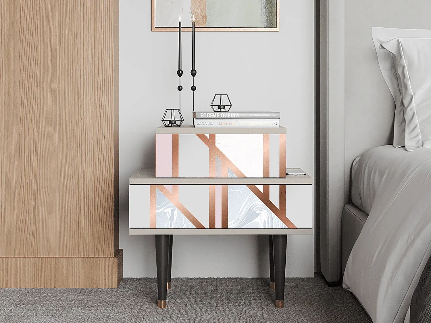 Moderne Nachttisch in Graphitgrau