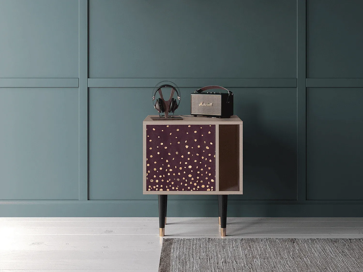 Moderner Nachttisch mit Schubladen, Sandfarben