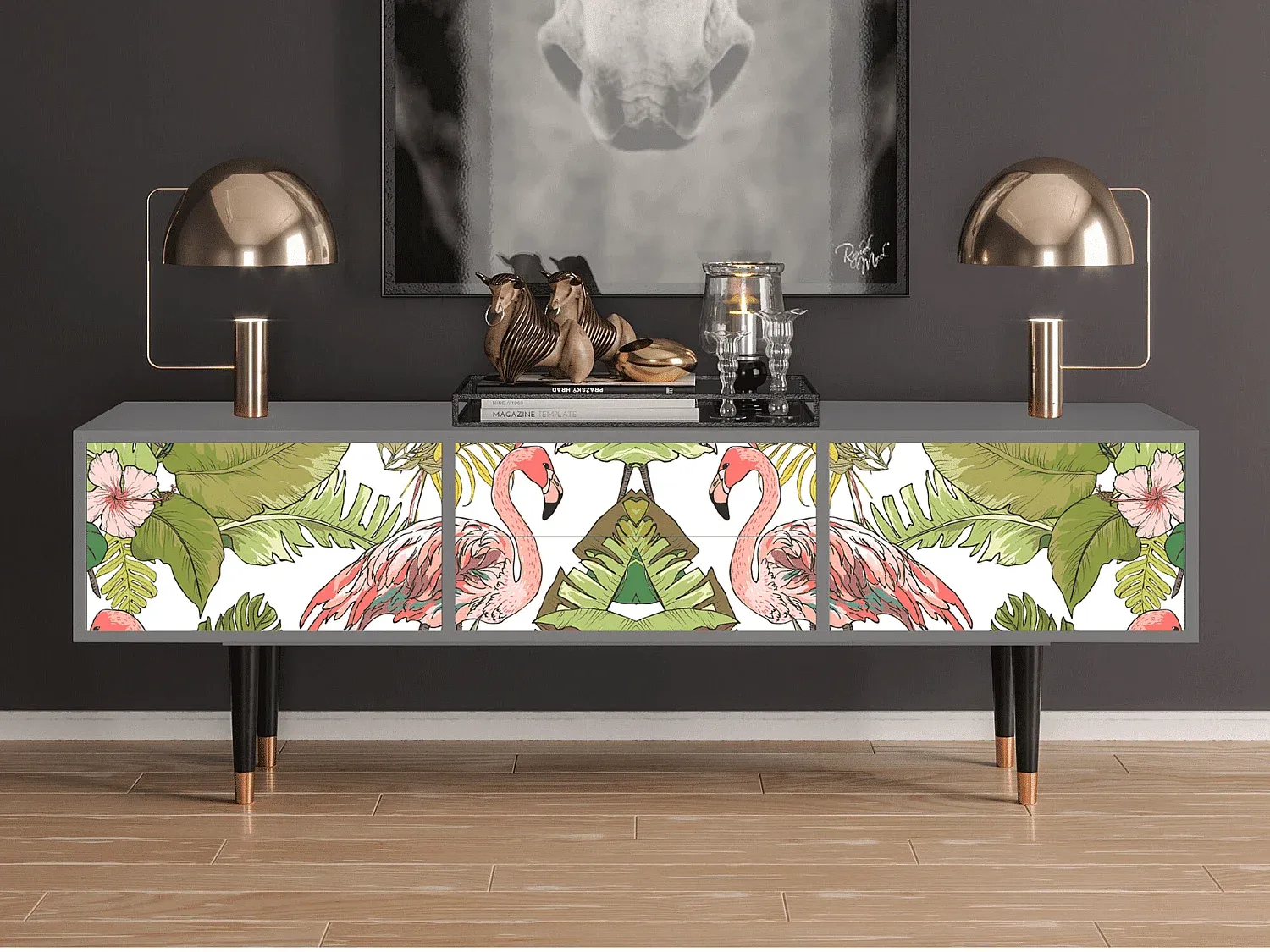 Fernsehmöbel - Modernes Design - Grau 170x69x48 cm