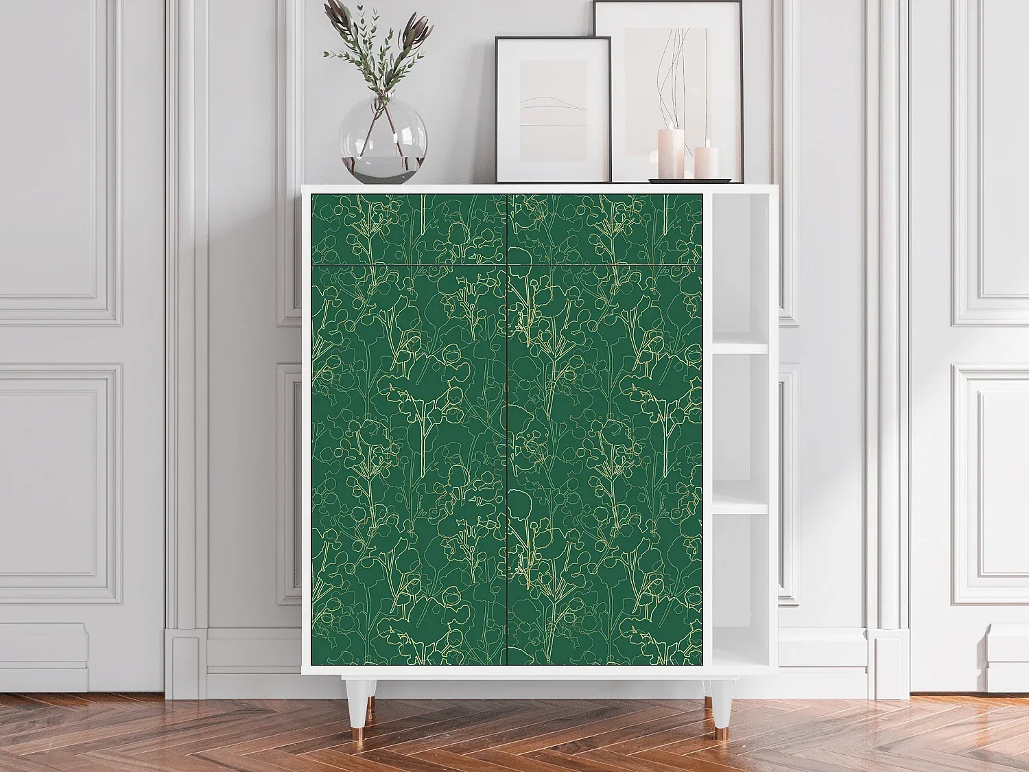 Moderner Sideboard in Anthrazit mit Kachelmuster