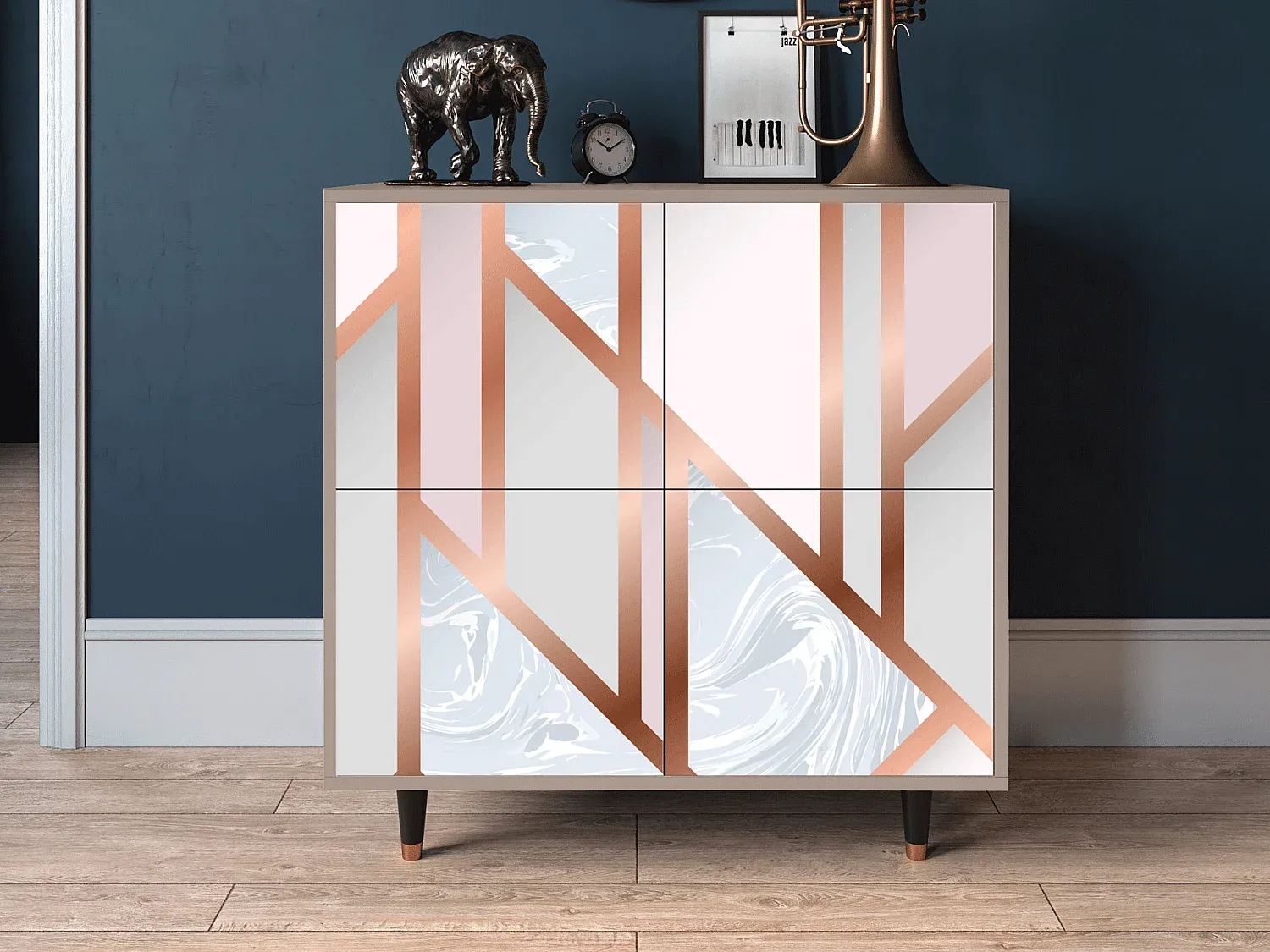 Modernes Sideboard mit Stauraum, Grau, 125x98x48 cm