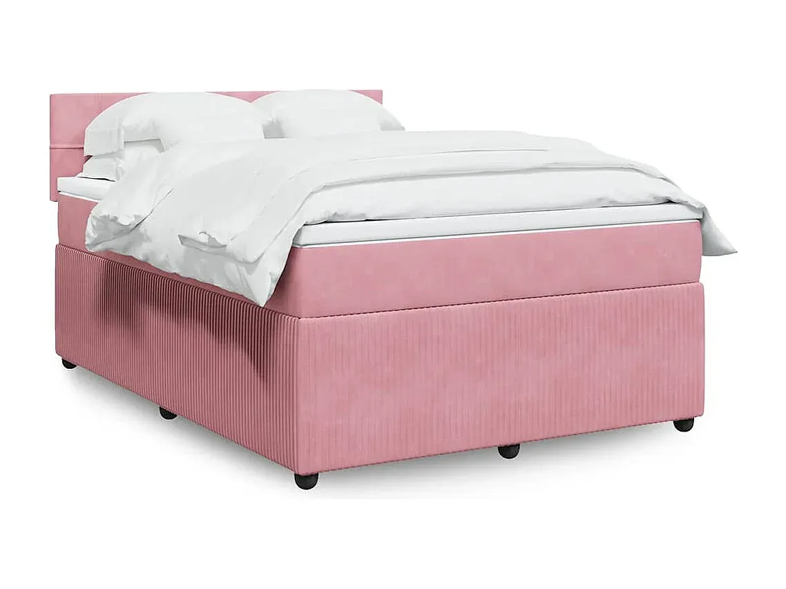 Samt Boxspringbett in Hellgrau, 140x200 cm