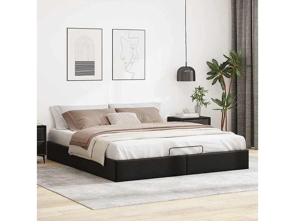 Stoff-Bettgestell mit LED-Beleuchtung Taupe 90x190 cm