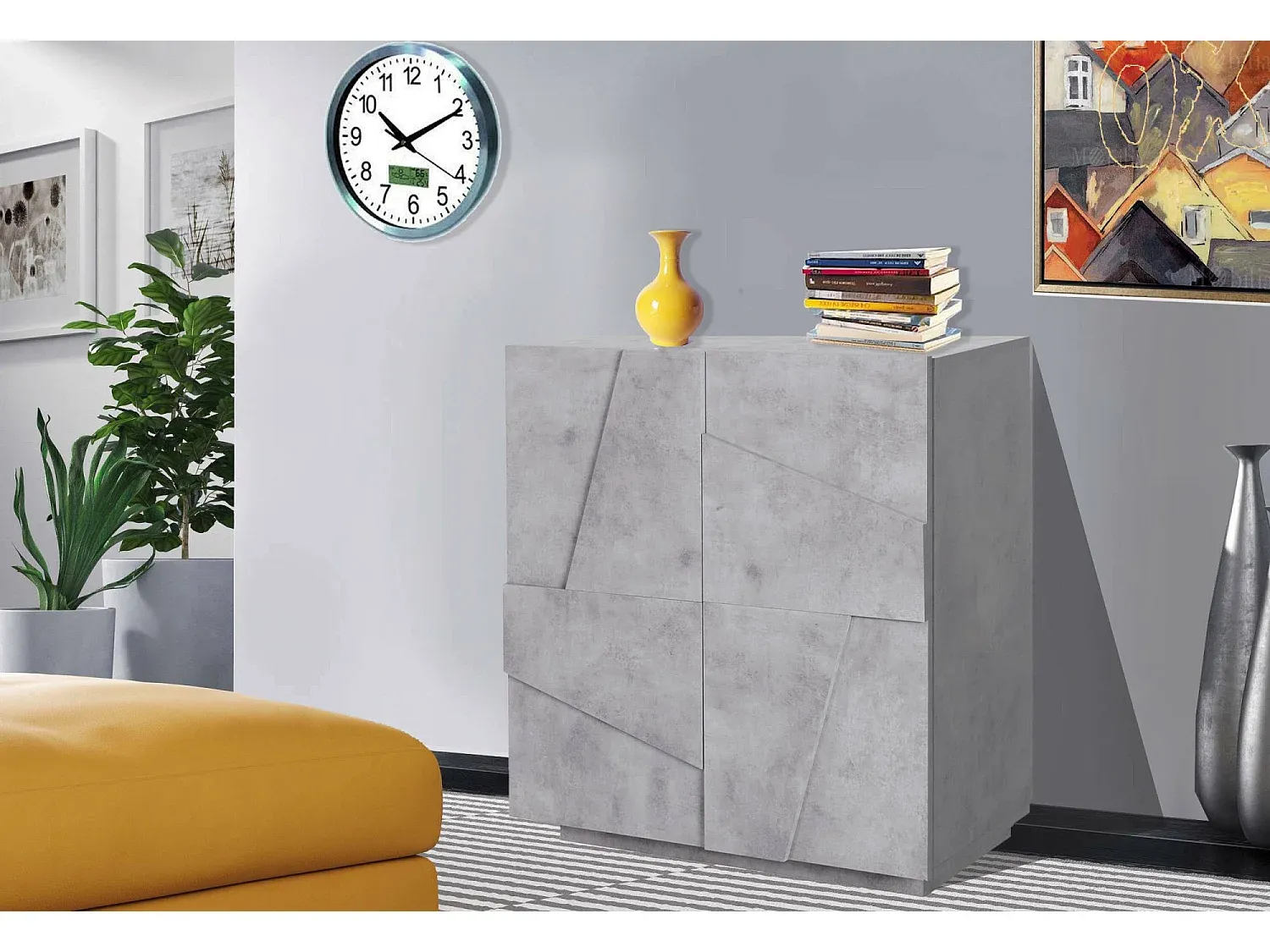 Elegantes Highboard in Schwarz-Gold mit Massivholzfront