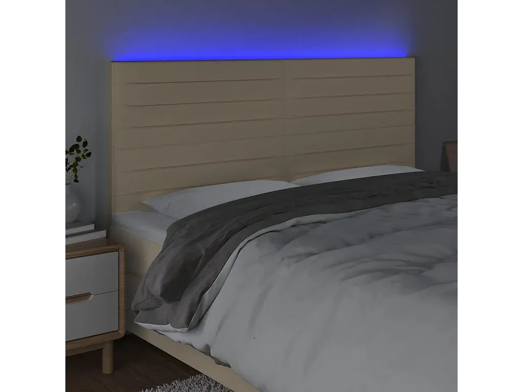 Verstellbares LED Bettkopfteil Blau 147x16x118/128 cm Stoff