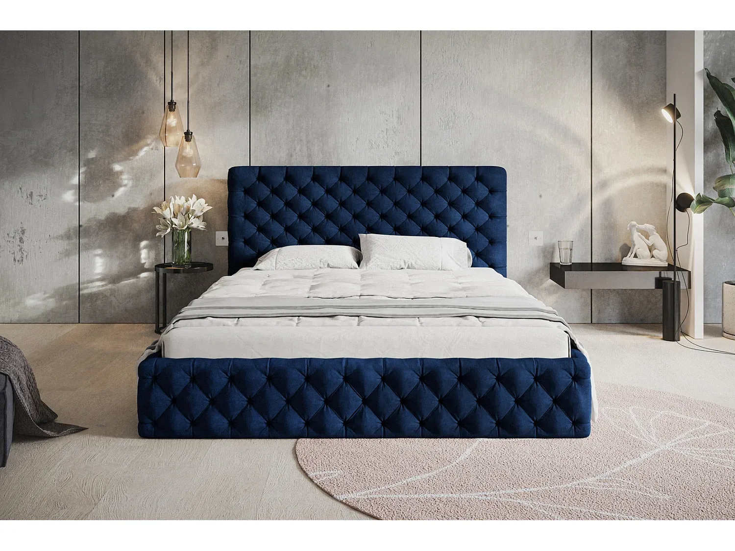 Polsterbett 160x200 mit Bettkasten und gepolstertem Kopfteil