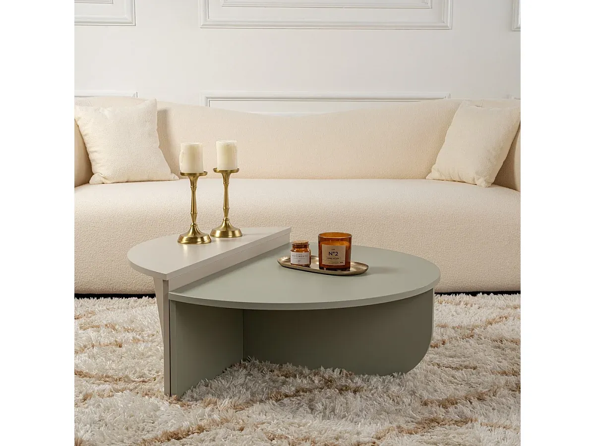 Moderner 2er-Set Couchtisch aus grauem Massivholz