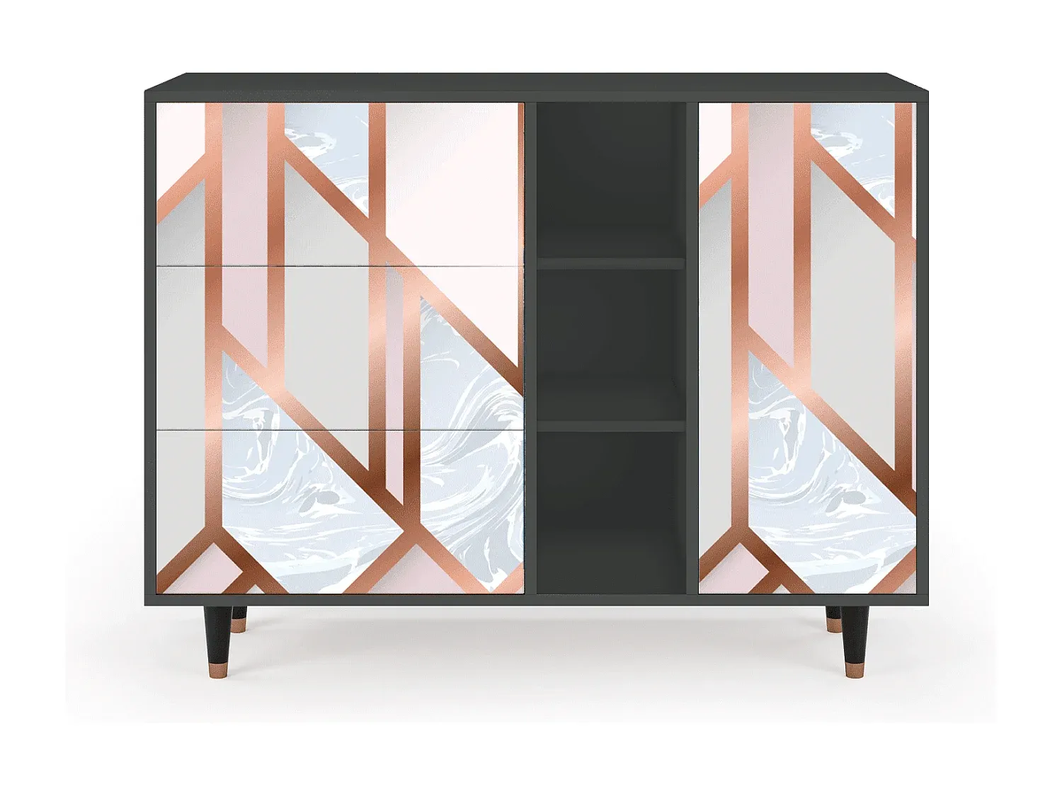 Stilvolle Hochkommode in Betonoptik, 69,5x34x180 cm