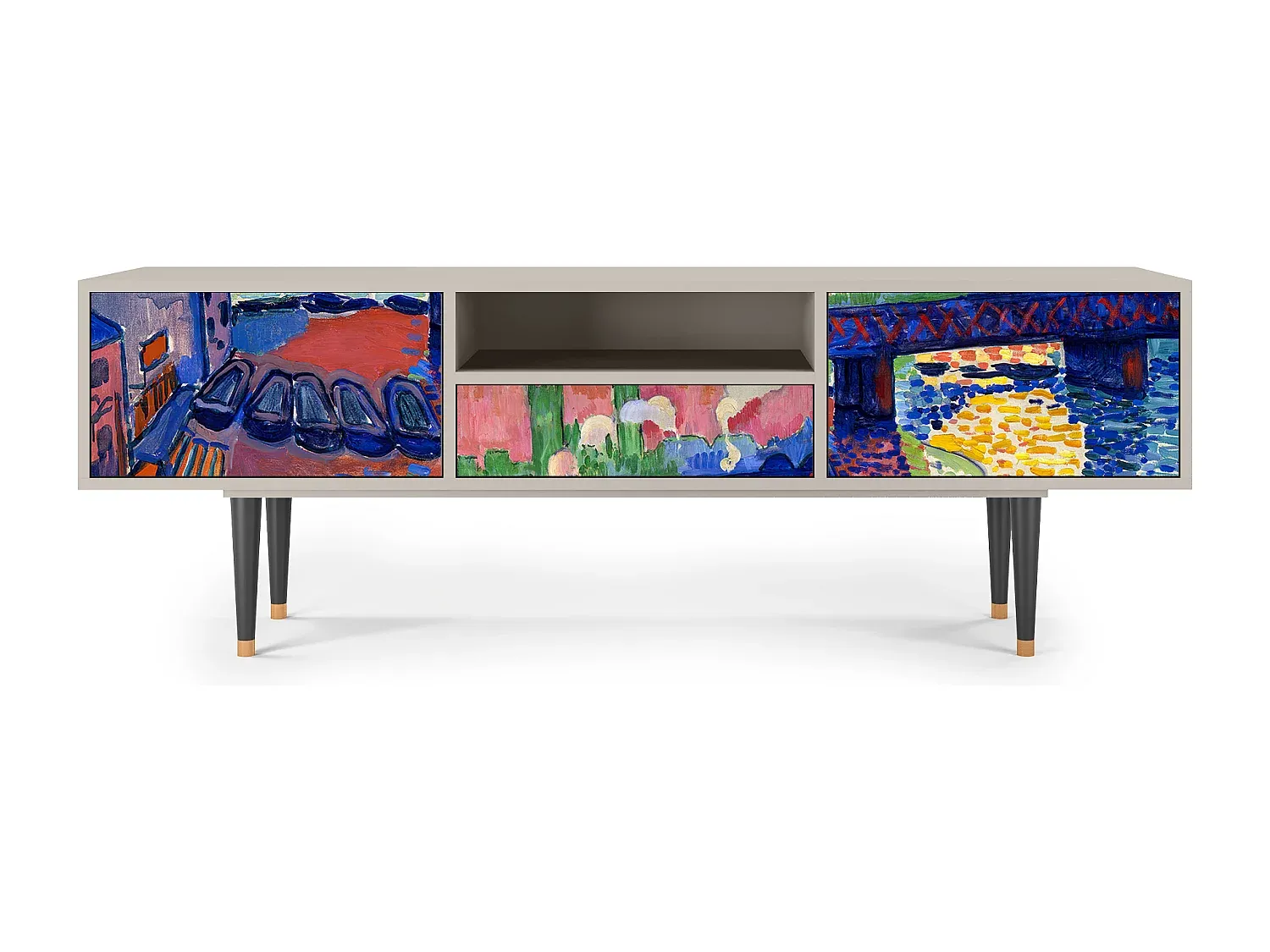 Moderner Fernsehschrank mit Stauraum, Grau