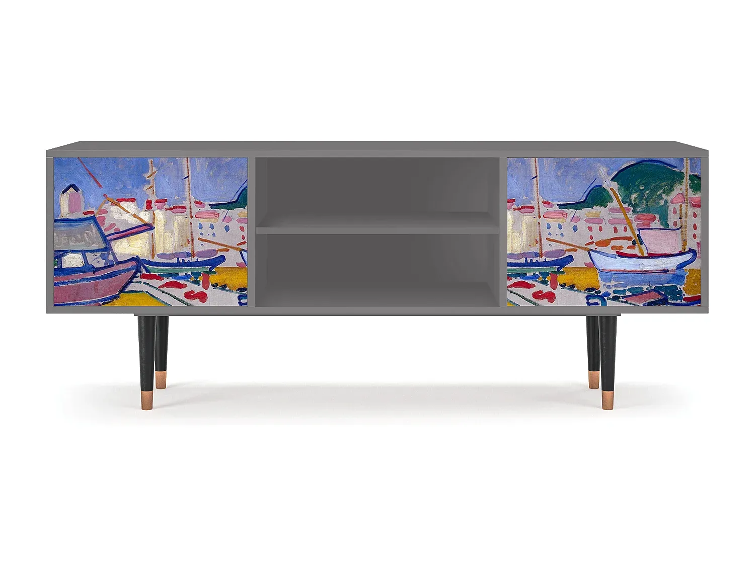 Moderner Fernsehtisch mit Stauraum, 170x69x48 cm, Sandfarbe