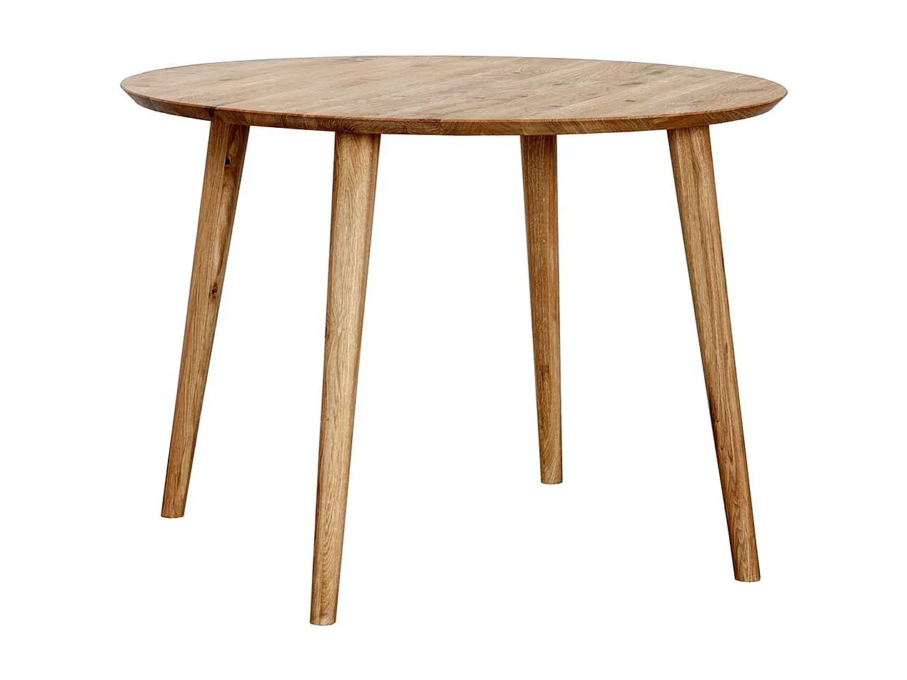 Runder Esstisch in Holzoptik mit schwarzer Basis, 90 cm