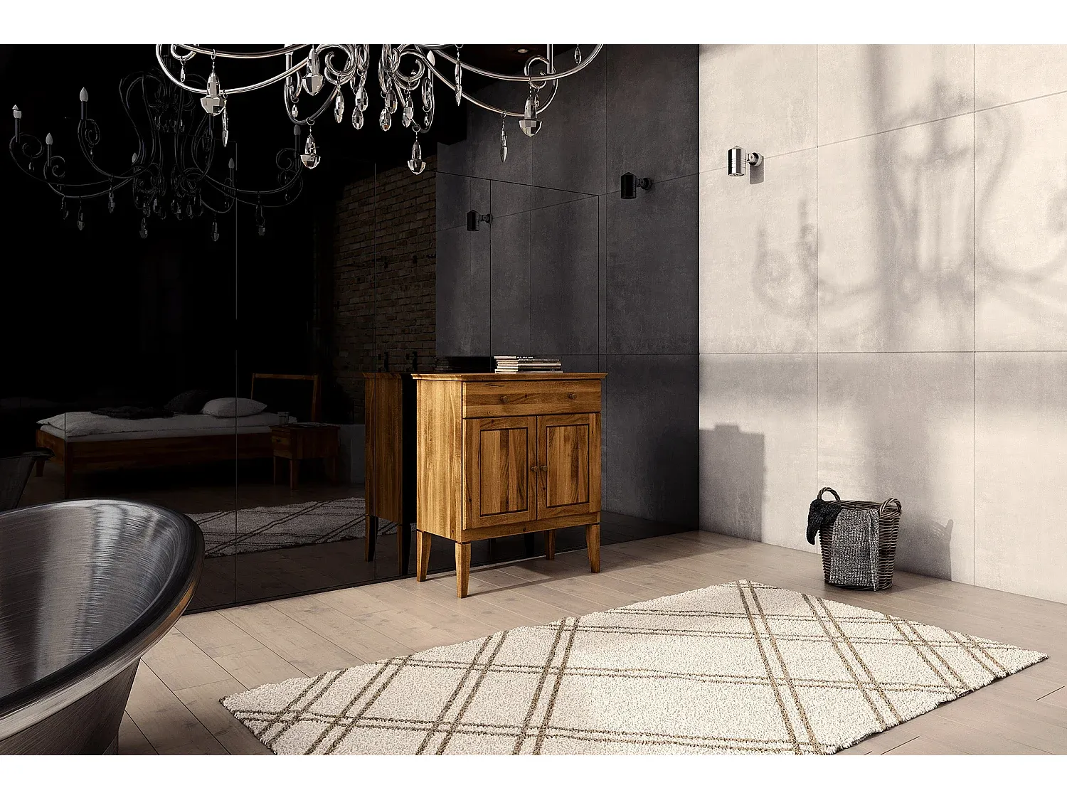 Klassische Kommode mit 6 Schubladen in Holzoptik und Weiß