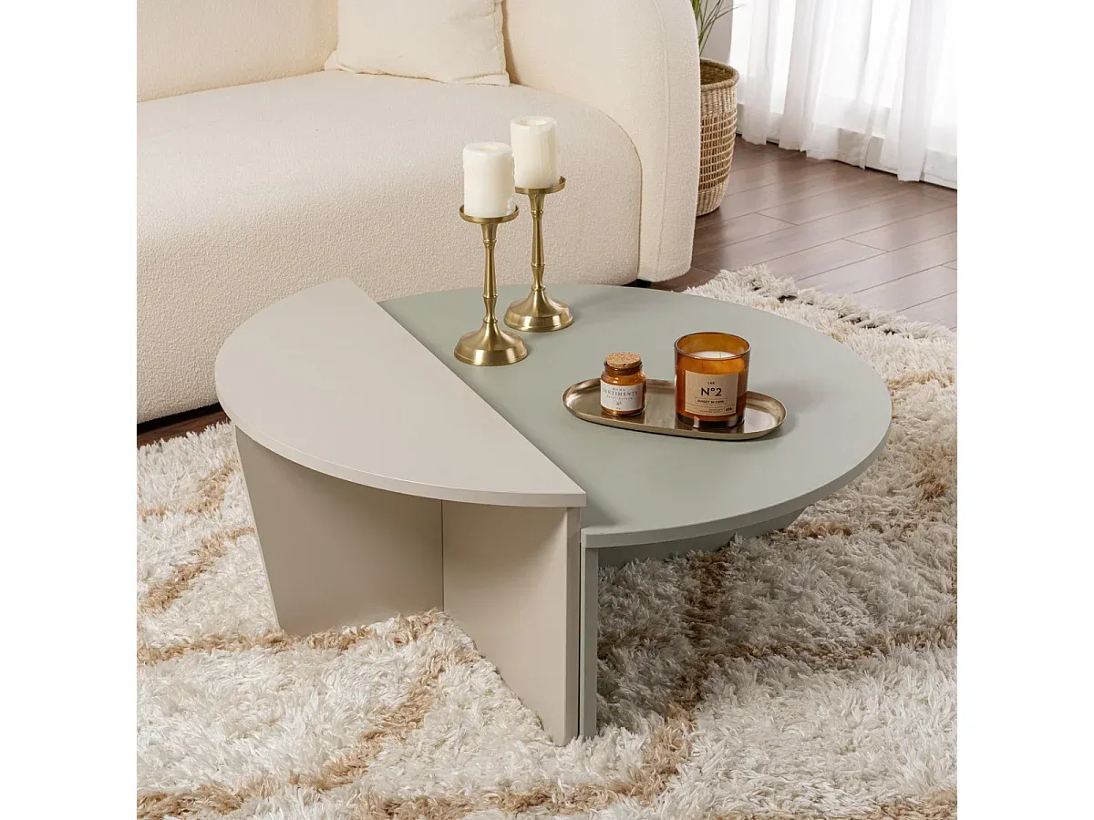 Moderner 2er-Set Couchtisch aus grauem Massivholz