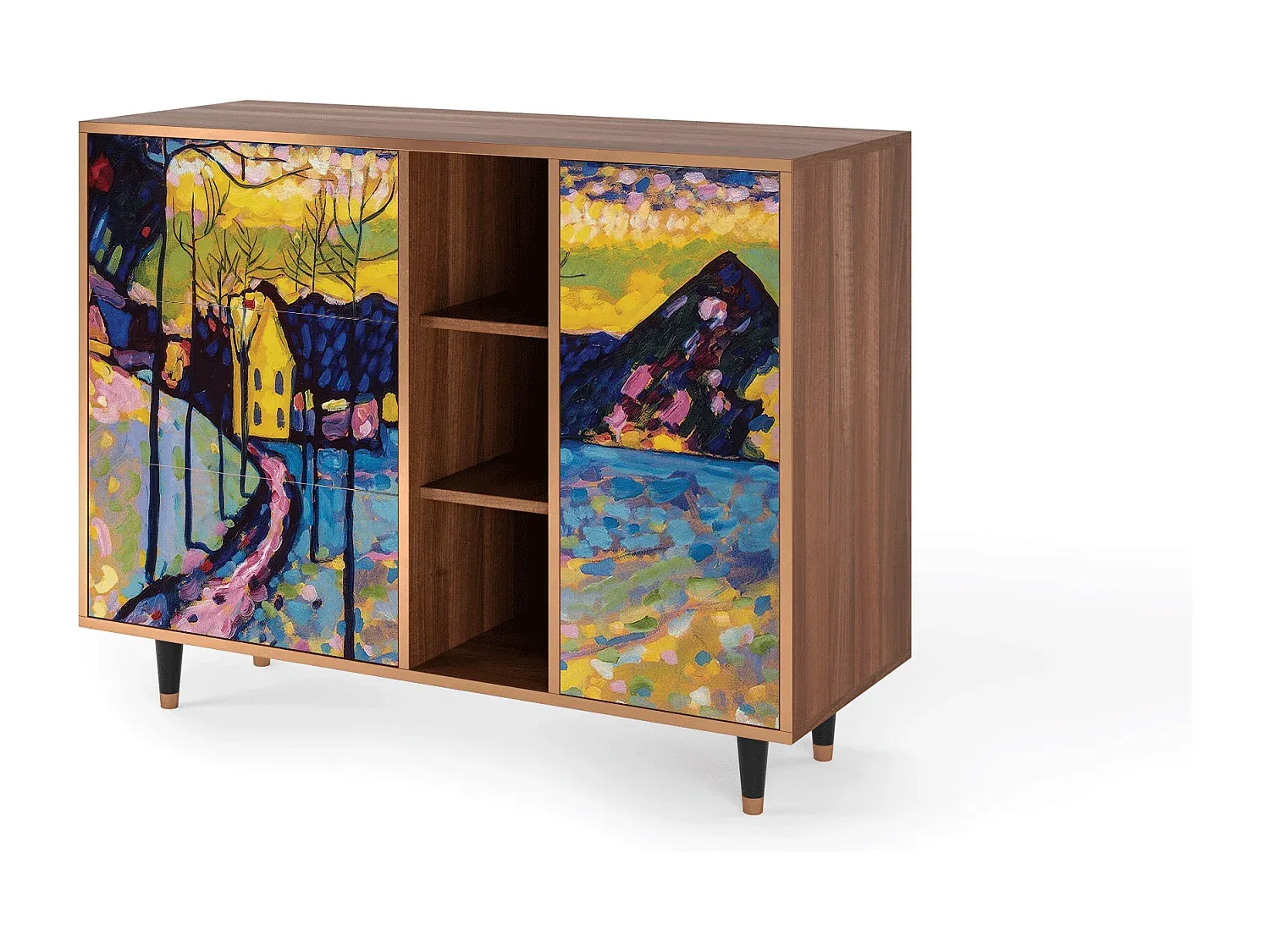 Elegantes Sideboard in Champagner und Anthrazit - 125x98x48 cm